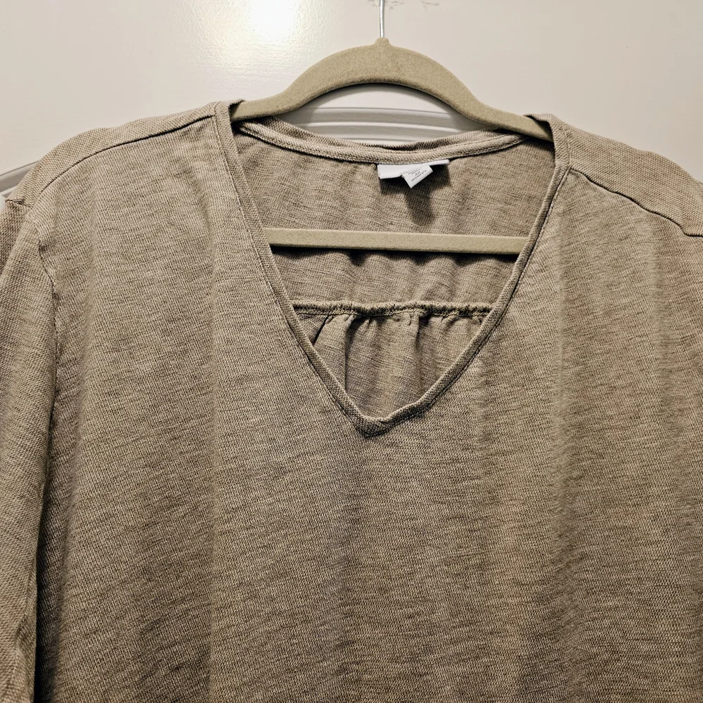 J.Jill 4X Taupe Knit Tunic Top V-Neck Long Sleeve Pockets Plus Size Relaxed - Picture 3 of 6